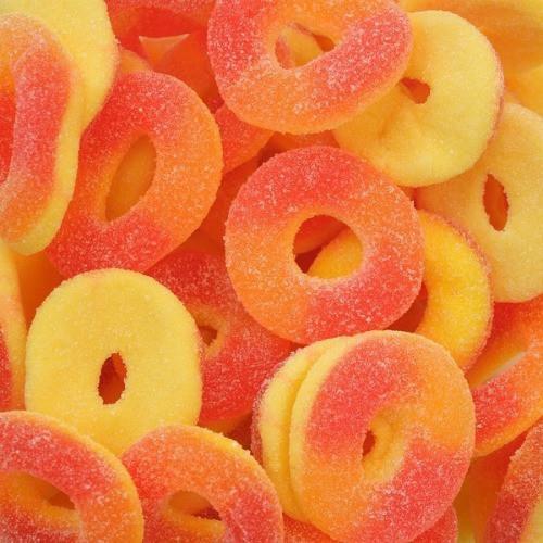 BULK PEACH Gummi Peach Rings Gummy Candy - BULK CANDY- 1/2 POUND - Picture 1 of 2