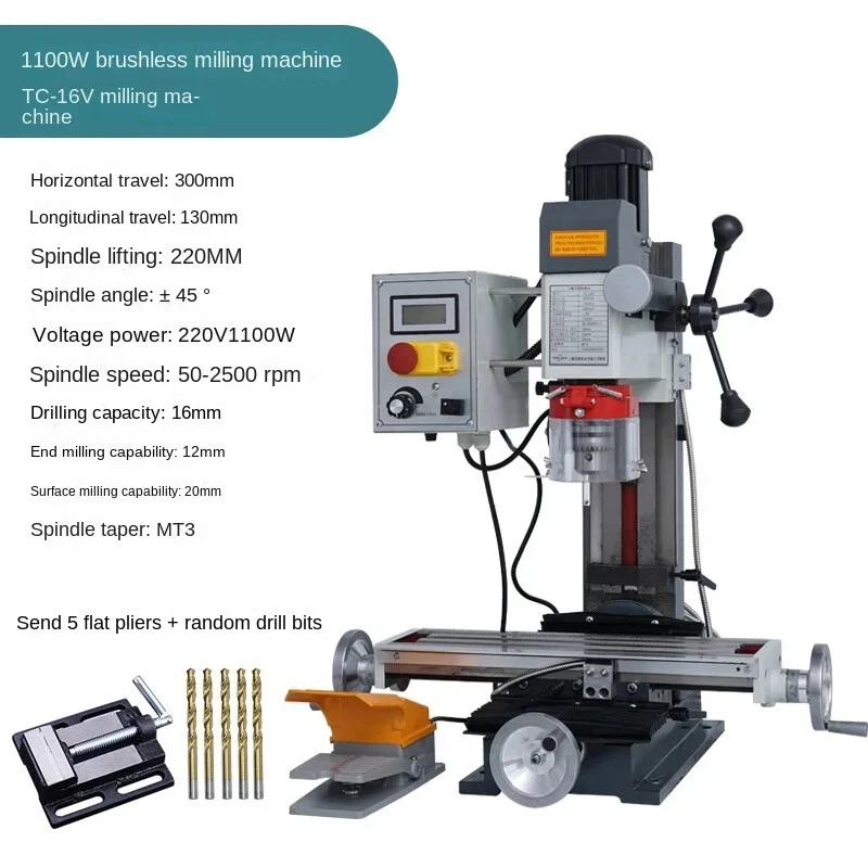 Milling Machine Multifunctional Home Drilling and Milling Machine 1100W