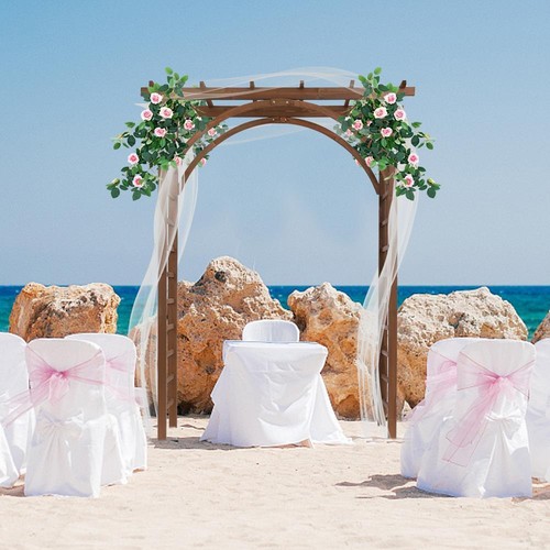8 FT Wooden Garden Arbor Arches Wedding Party Arch for Climbing Plant - Picture 5 of 8