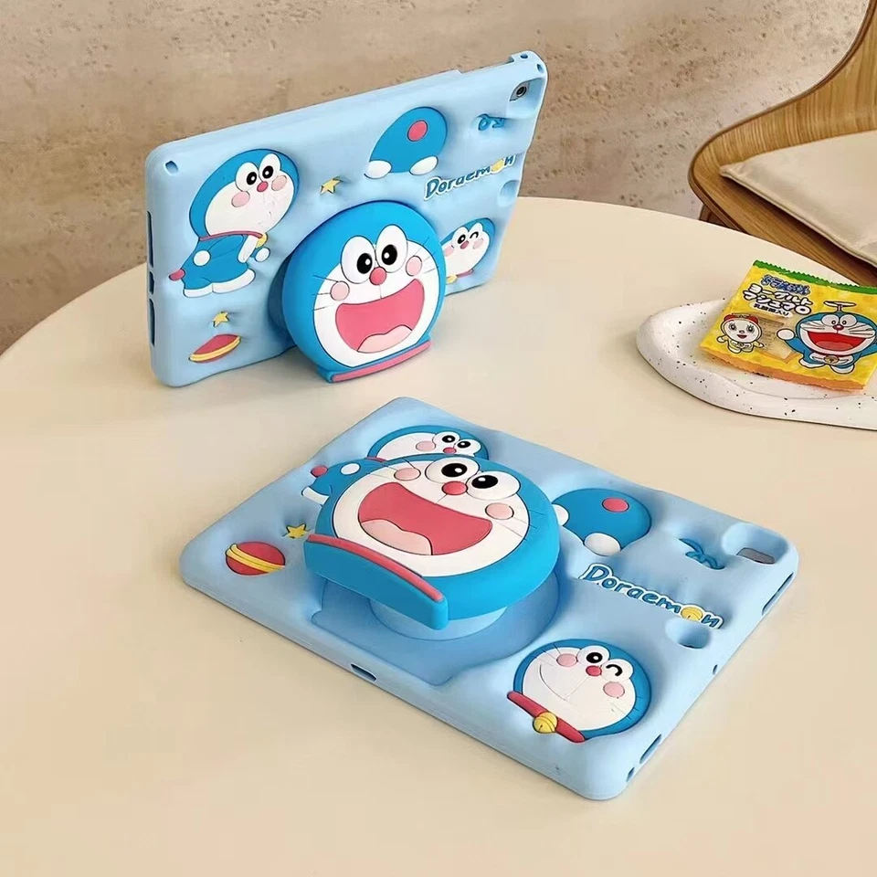 NEW Doraemon Silicone Stand Kid Case Cover For iPad Air Pro 11 inch M2 M4 2024 - Image 4 of 4