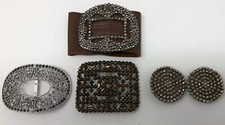 ESTATE VINTAGE LOT ART DECO CLEAR RHINESTONE BUCKLES SHOE CLIPS PASTE CUT STEEL
