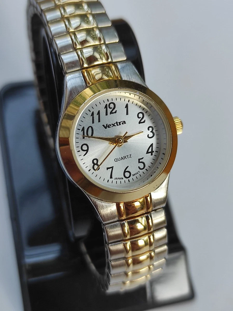 Ladies gold top expanding bracelet watch