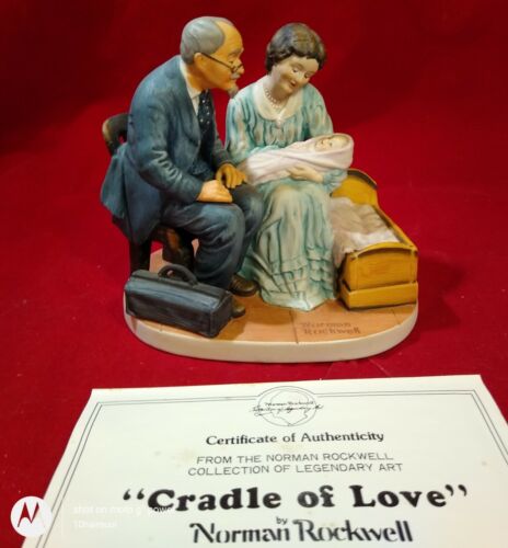 Figurina Norman Rockwell Vintage 1981 Lynell Marketing "Culla dell'amore" Madre Bambino - Foto 2 di 6