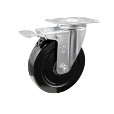 5 Inch SS Hard Rubber Wheel Swivel Top Plate Caster with Total Lock Brake SCC
