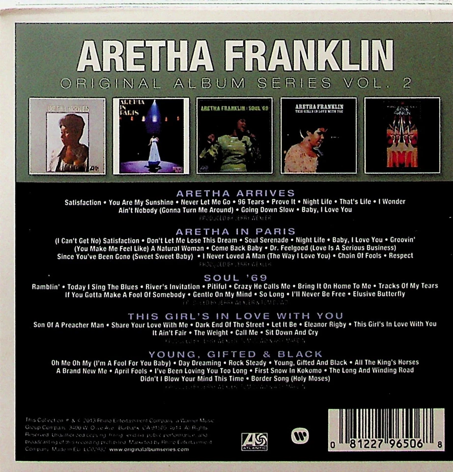 Aretha Franklin -Original Album Series Vol. 2 (5-CD *NEW) Arrives/Paris/Soul '69 - Image 2 of 2