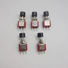 5PCS 6MM Miniature Push Button Switch 3 PIN ON-ON Momentary 250V AC 2A BLACK
