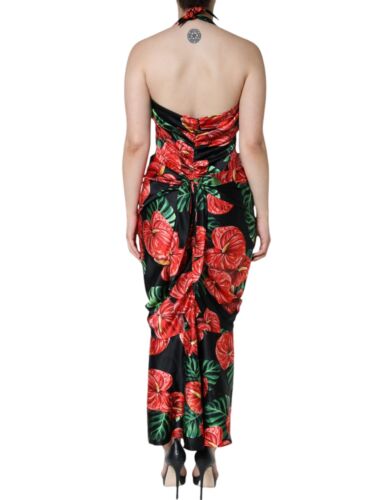 Dolce & Gabbana Black Tropical Floral Sheath Maxi Women's Dress Authentic - Picture 4 of 5