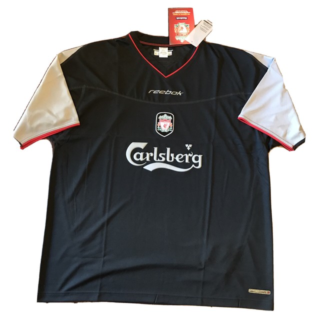 2002/04 Liverpool Away Jersey XL Reebok Carlsberg Soccer Football BLACK