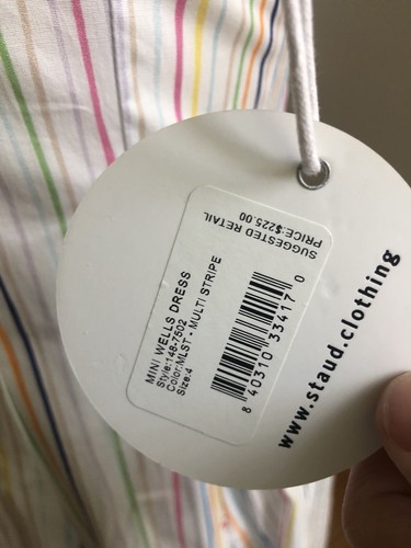 Staud Multi Stripe Logo Wells Dress NWT Sz 4 - Picture 5 of 5