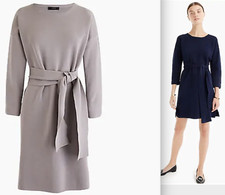 $148 J.Crew Tie-waist cotton dress-H6940-INDIGO SEA/VINTAGE DOVE-sz XS,S,M,L-NWT