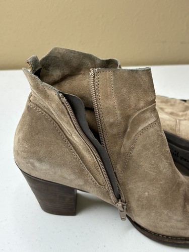 Paul Green Nora Booties Womens 7.5 Water Resistant Suede Tan Leather Ankle Boots - Picture 18 of 19