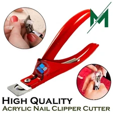 Red Acrylic Nail Clippers, Cutter for False Nails Tip Trimmer Art Manicure Tool