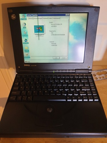 VINTAGE Dell Latitude XPi P75D laptop Pentium-75 8M RAM Win95 Works w/ LCD ISSUE - Picture 2 of 9