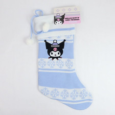 Sanrio Kuromi Snowflake Knit Stocking Purple Embroidered Patch Pom Pom Christmas