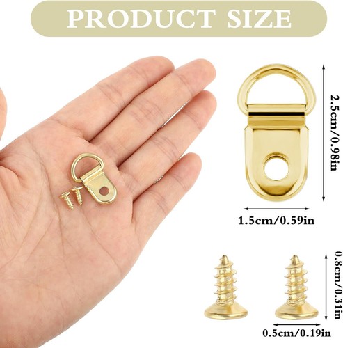 50x Heavy Duty Metal D Ring Picture Hangers Hanging Hook Single Hole + 50 Screws - Picture 11 of 32
