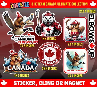 31x Team Canada Ultimate Elbows Up Collection Vinyl Magnet, Vinyl Sticker or Win