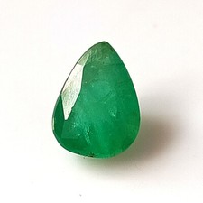 2.20 Carat Natural Zambian Untreated Emerald Faceted Pear Gemstone 10.3X7.6 MM