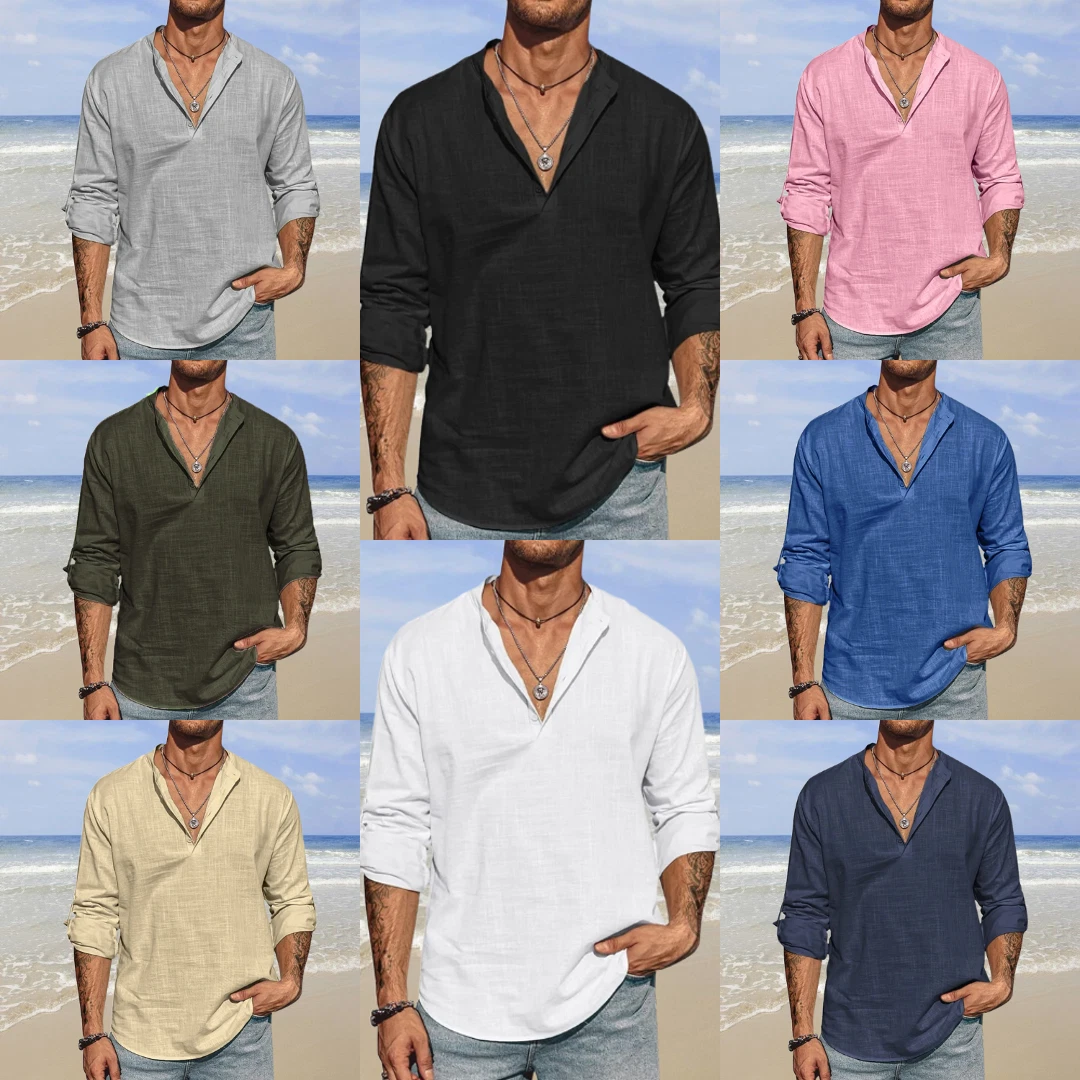 Cotton Linen Men Casual Shirt Long Sleeve Beach T Shirt Lightweight NEW 8 COLORS
Opens in a new wind
