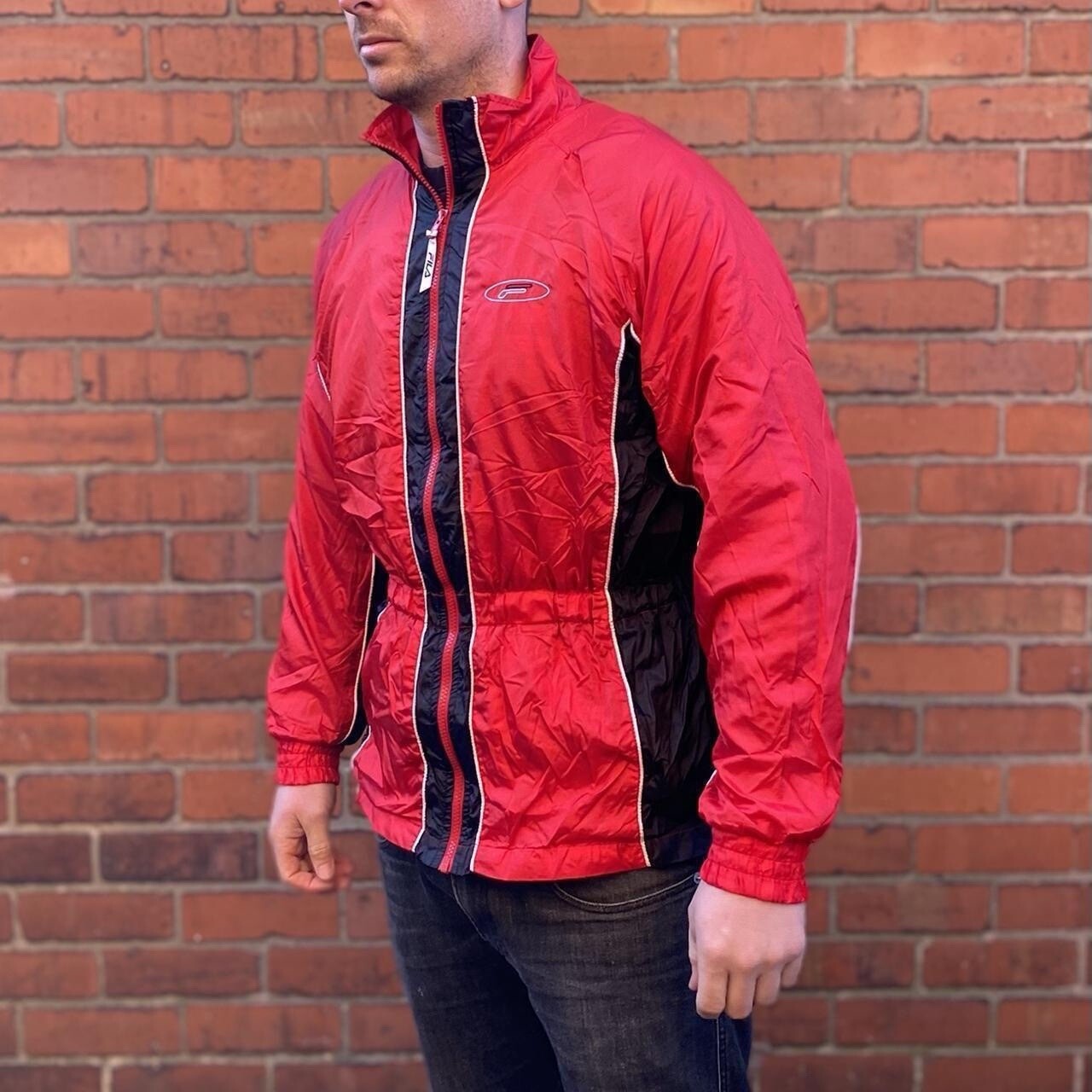 Giacca a vento rossa FILA cappotto sportivo uomo taglia grande cappotto festival zip intera