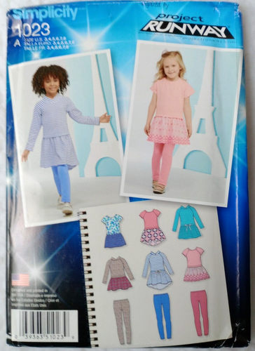 Vestido y legging tejido Simplicity 1023 para niñas Project pasarela patrón de costura talla 3-8 - Imagen 2 de 5