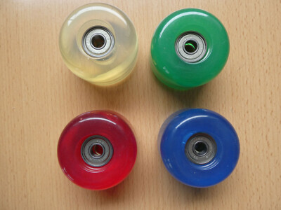 4 Stück Skateboard-Rollen mit Abec 1 Kugellagern transparent 54x36 83A, 4 Farben