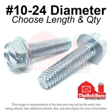 #10-24 Slotted Hex Washer Head Type F Thread Cutting Screws (Pick Length & Qty)