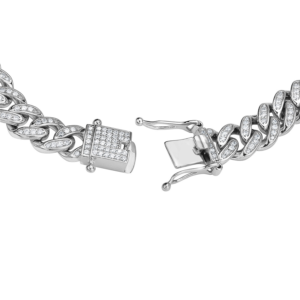 Cuban Link Sterling Silver Cubic Zirconia Elegant Men's Bracelet 9" eBay