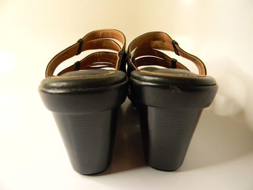 Womens Clarks Artisan Black Leather Upper Wedge Strap Sandals Size 6M - Picture 4 of 10