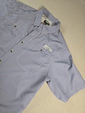 Habit Mens Shirt Large Plaid Fishing Vented Solar Factor 40 Blue Check