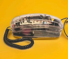 Vtg. Conair Clear Push Button Phone With Pink Accents Used Excellent Cond WORKS 