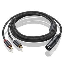 Dual RCA to XLR Male Y Splitter Patch Cable Unbalanced Duplicator Lead 10FT