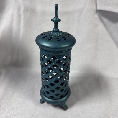 Morrocan Candle Lamp, Solid Brass Metal, Mid Eastern Mood Lighting Blue