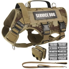 Tactical Dog Harness with Dog Leash, Service Working MOLLE Vest with 10 Pet P...