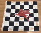Vintage Mobil Gasoline Checkered Pole Flag Pegasus Sign Gas Pump Service Station