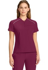 Infinity GNR8 Women's Scrubs Tuck-In Mock Neck Henley Top IN644A WIN Wine