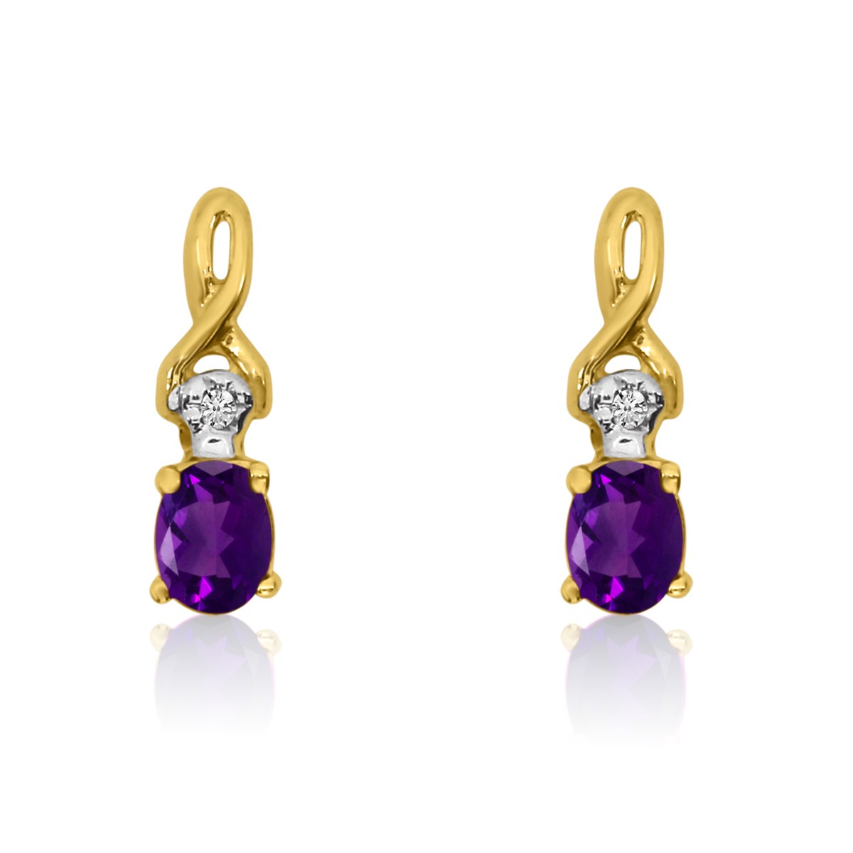 Овальный аметист с бриллиантовым кольцом LXR 14k Gelbgold 0,15 карата