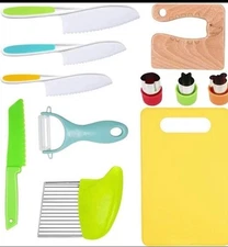 RISICULIS- 11 Piece SAFE Kids Kitchen Knife Set, Kitchen Skills Without The Risk