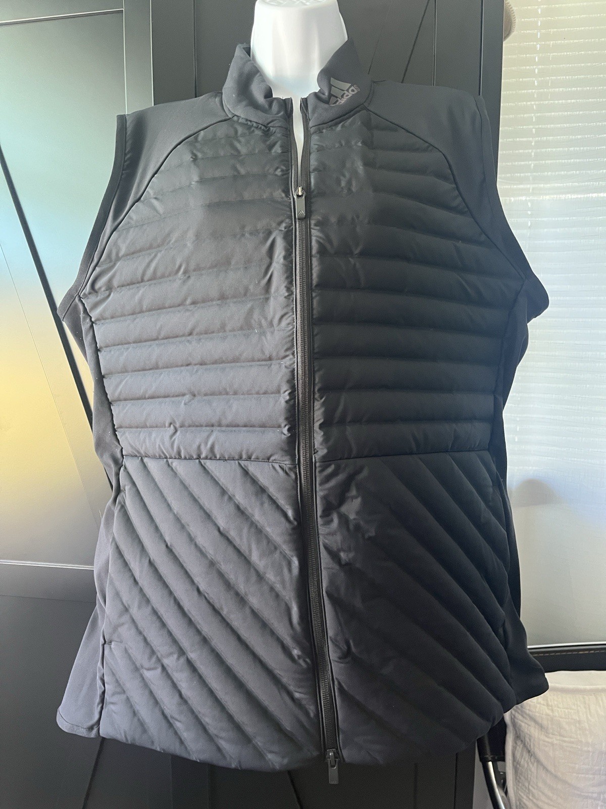 adidas Men's Black Quilted Golf Vest XL Lightweight Full Zip Lined