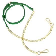 Adjustable Leather Chain Straps, 49" Purse Chain Strap Grass Green, Gold 