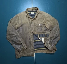 Flint and Tinder Waxed Trucker Jacket Mens Medium Flannel Blanket Lined Beige