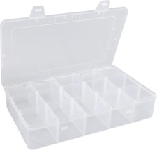 Plastic Organizer Box with Dividers - Bead Organizer, 15 Large Grids, Clear Snac