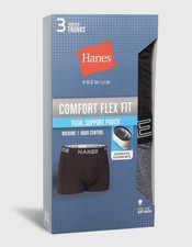 New 3-Pack Hanes Comfort Flex Fit Tagless Trunks Men's L Total Support Pouch
