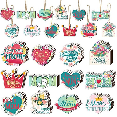 #ad 36 Pcs Mother#x27;s Day Hanging Ornaments Wooden Mothers $13.49