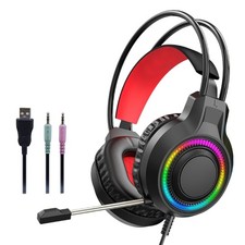 Glowing USB Wireds Gaming Headphones Over Ear Design With Adaptives Headbeam