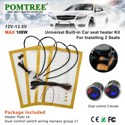 2Seat 12V Universal Alloy Wire Car Heated Seat Heater Kit with Dual Round Switch - Bild 1 von 9