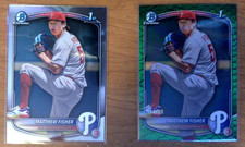 2025 Bowman Draft Matthew Fisher Green Reptilian Refractor 14 /99 AND Base