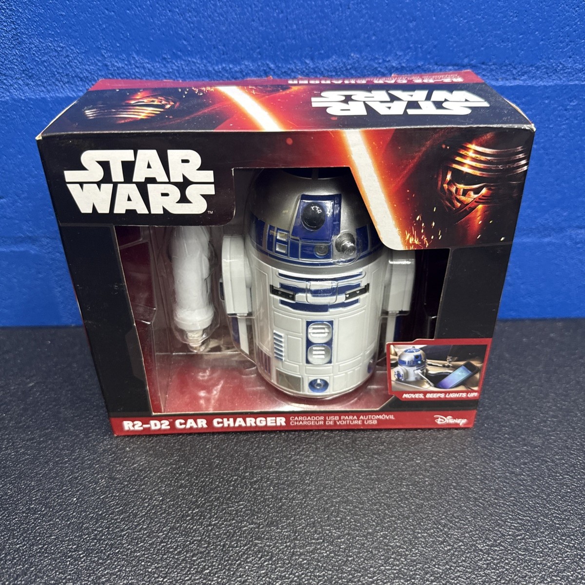ThinkGeek Star Wars R2-D2 Car Charger - White/Blue for sale online