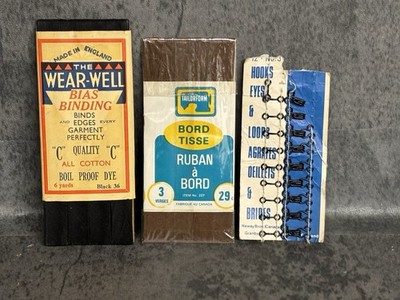 3er Set Vintage 60er Jahre Nähartikel - Bindung - Newey Bros - Haken & Ösen