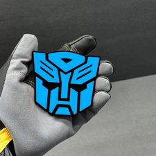 2x Autobot Transformer Mask Car Fender Badge Emblem LT-BLUE /Black Sticker Decal