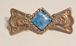 "NEW" Southwestern Carolyn Pollack Lapis Sterling Silver BOW SHAPE  Pin/Brooch 